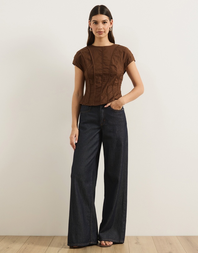 Atmos&Here - Ada Panelled Linen Blend Top