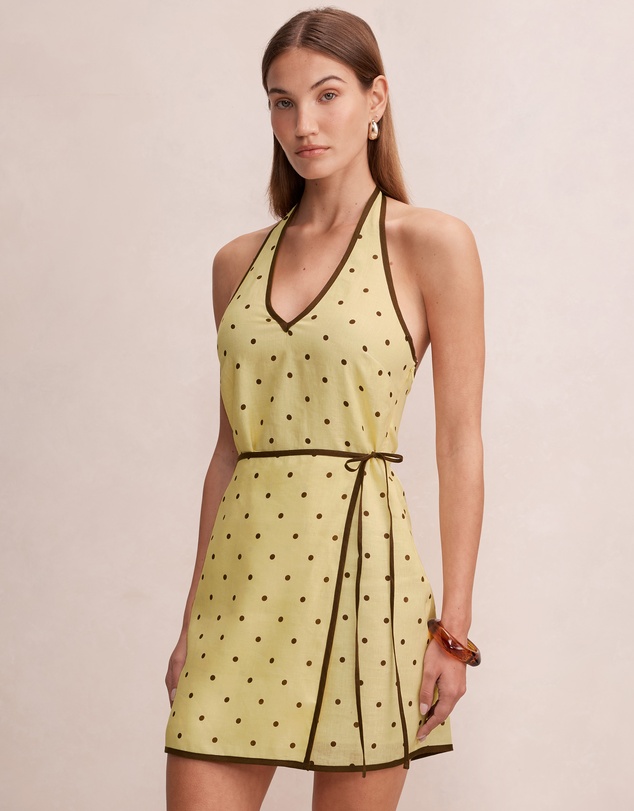 Forever New - Ava Wrap Halter Neck Linen Mini Dress