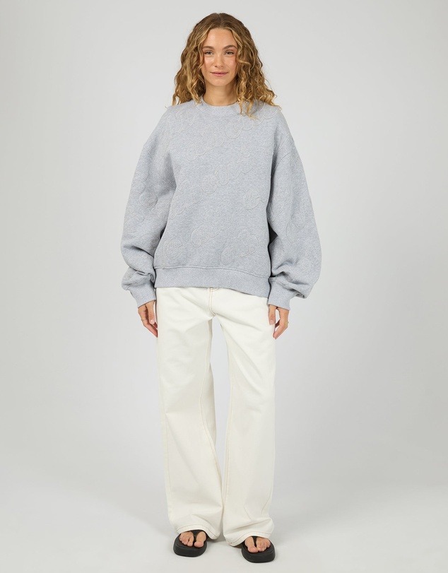 All About Eve - Serif Oversized Box Crew Grey Marle