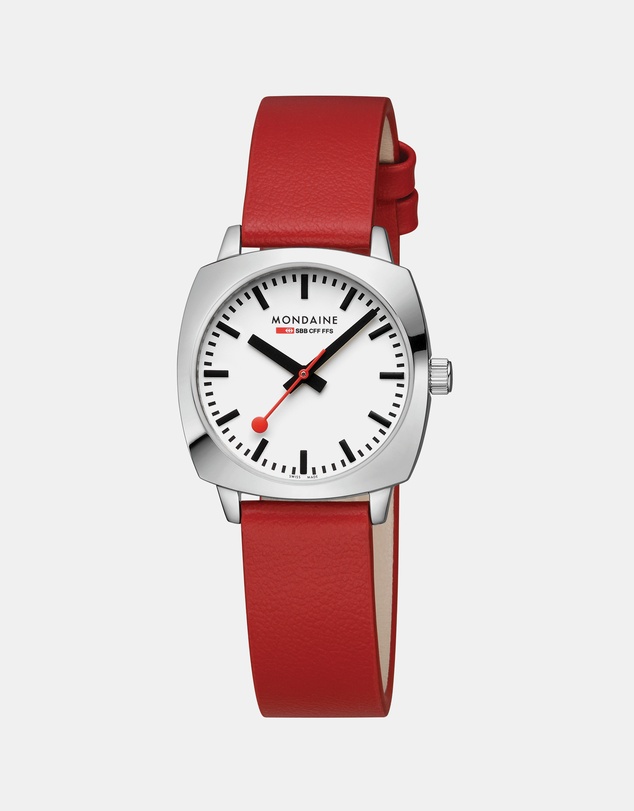 Mondaine - Mondaine Official Swiss Railways Petite Cushion Vegan Leather Watch