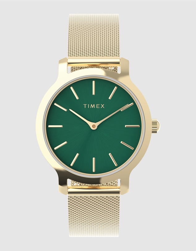 TIMEX - Womens 31mm Transcend Gold-tone Case and Bracelet with Green Dial