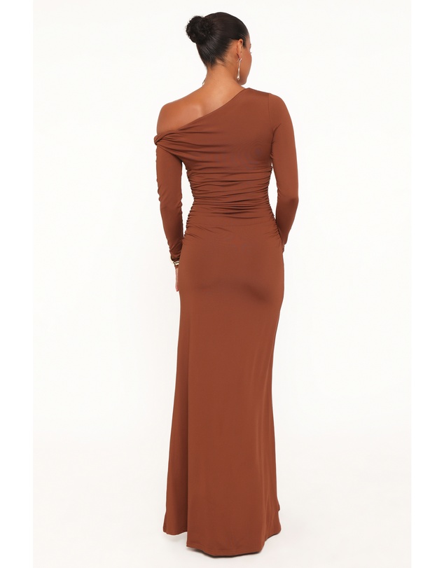 Petal & Pup - Jenna Off Shoulder Maxi Dress - Brown