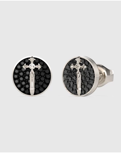 GUESS - Silver-Tone Rebel Knight Stud Earring