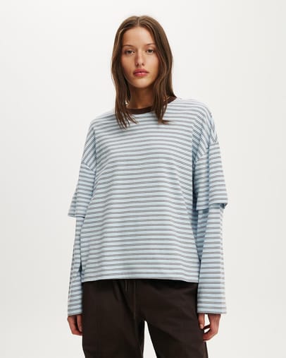 PETA STRIPE SEASIDE BLUEDARK OAK
