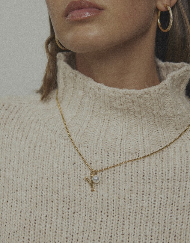 Zahar - Pearl Letter Y Necklace