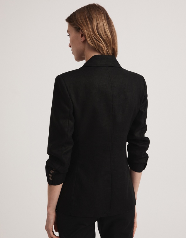 Witchery - Linen Double-breasted Crop Sleeve Blazer