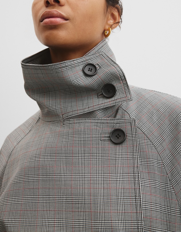 Country Road - Wool Blend Funnel Check Jacket