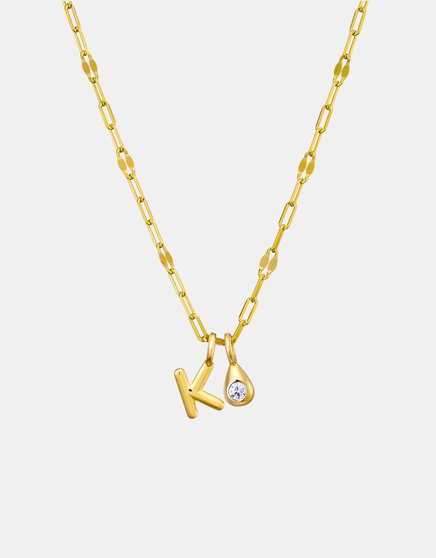 Zoe Olivia - 14K Gold Vermeil Imprint Initial K Cubic Zirconia Necklace