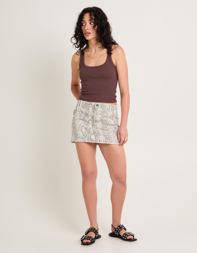 Insight - Snake Denim Skirt