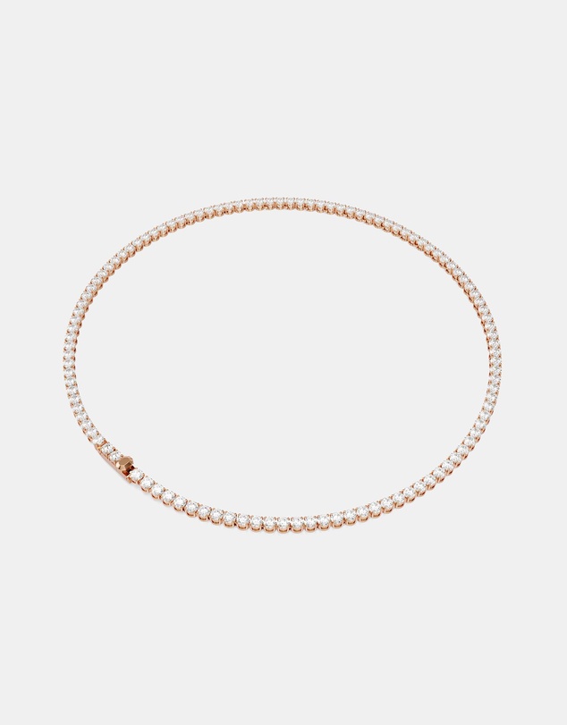 Swarovski - Matrix Tennis Necklace, Round Cut, White, 18K Rose Gold Finish
