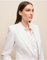 Trenery - Linen Cotton Herringbone Blazer in White