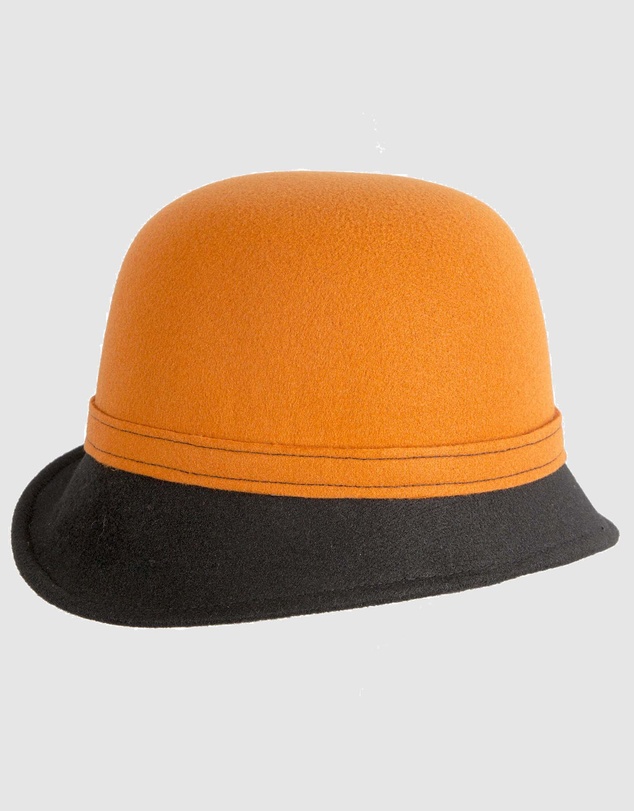 Max Alexander - Winter Felt Orange/Black Cloche Hat