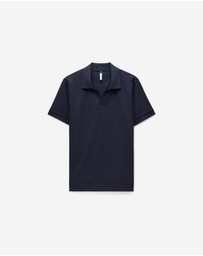 Calibre - Textured Open Neck Polo Navy