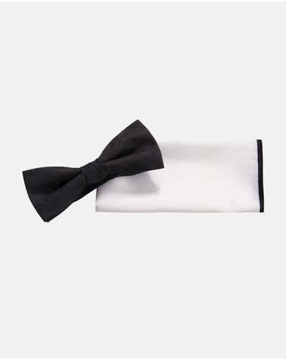 Jeff Banks - Plain Bow Tie & Pocket Square