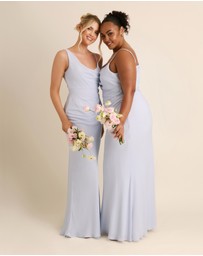 Six Stories - Cowl Front Asymmetrical Chiffon Bridesmaid Dress