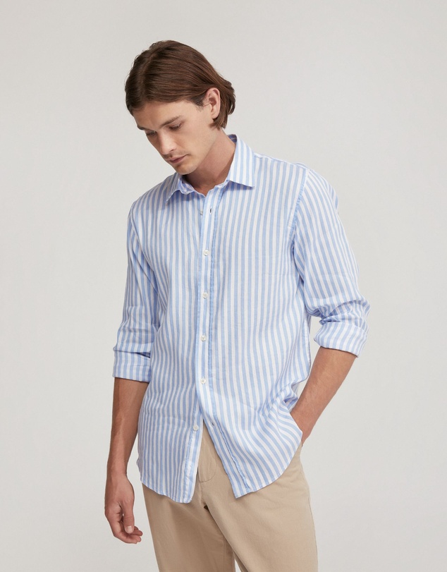 Oxford - Fergus Linen Striped Shirt