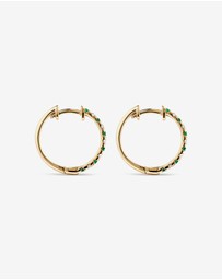 Michael Hill - 0.22 Carat TW Diamond and Created Emerald Huggie Hoop Earrings in 10kt Yellow Gold