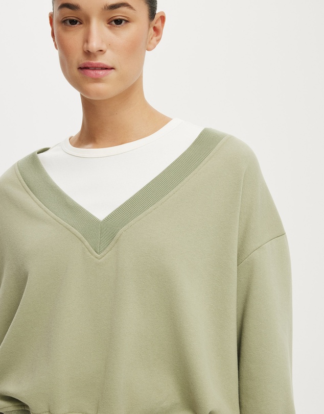 Cotton On - V Neck Fleece Sweatshirt