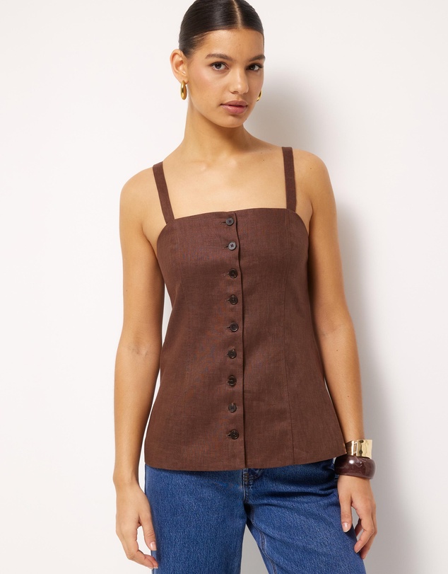AERE - Gia Button Front Linen Cami