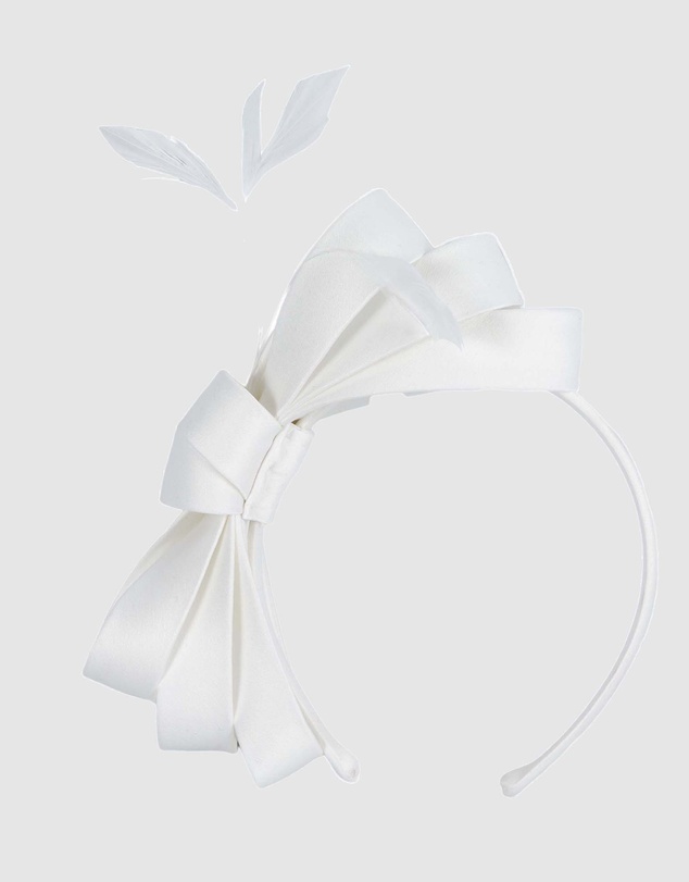 Max Alexander - Large White Satin Bow Racing Fascinator