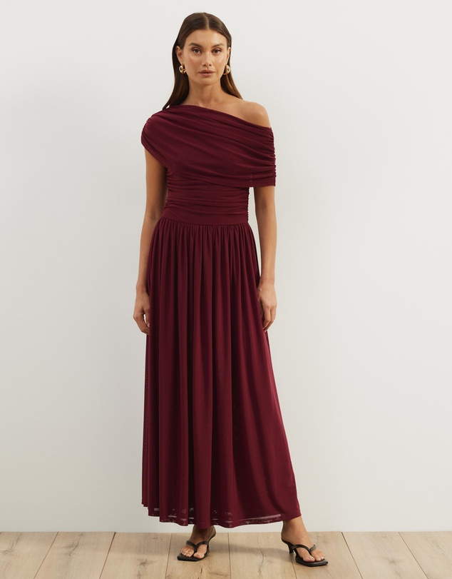 Atmos&Here - Winnie Off Shoulder Mesh Maxi Dress