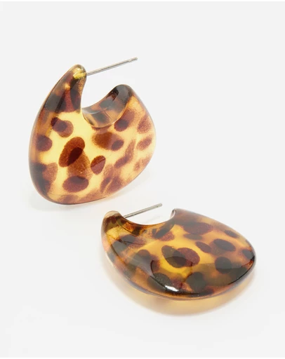 Lovisa - Leopard Print Acrylic Thick Bubble Hoop Earrings