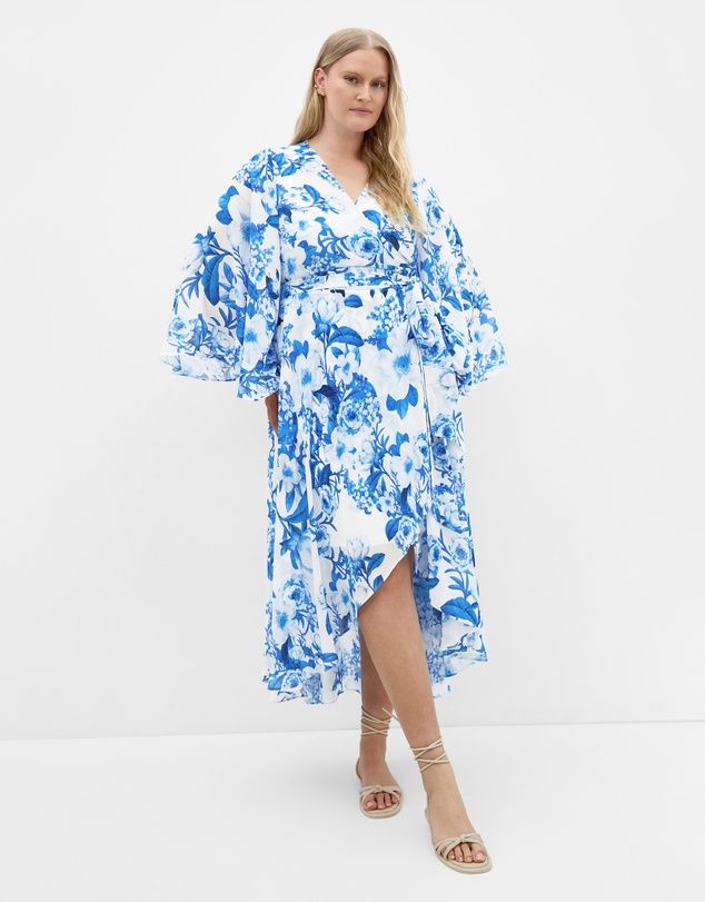 City Chic - Plus size Fleetwood Bluebell Print Maxi Dress - bluebell