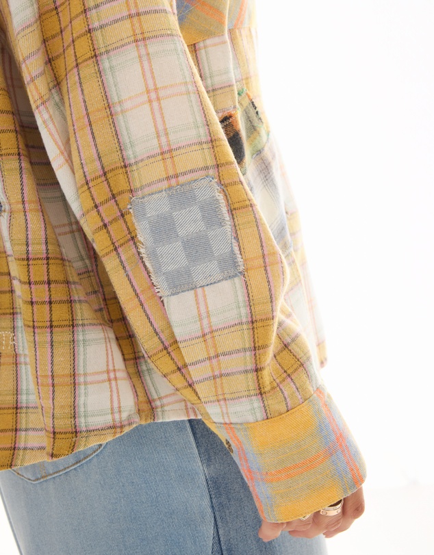 THE TALES - Patched Up Yellow Flannel Western Shirt