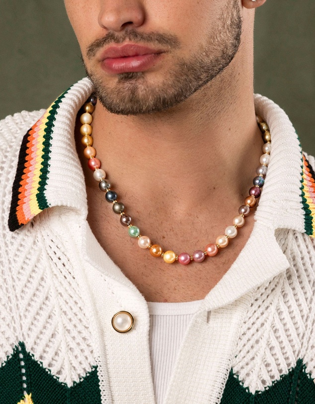 Nialaya Jewellery - Pastel Pearl Necklace with Gold