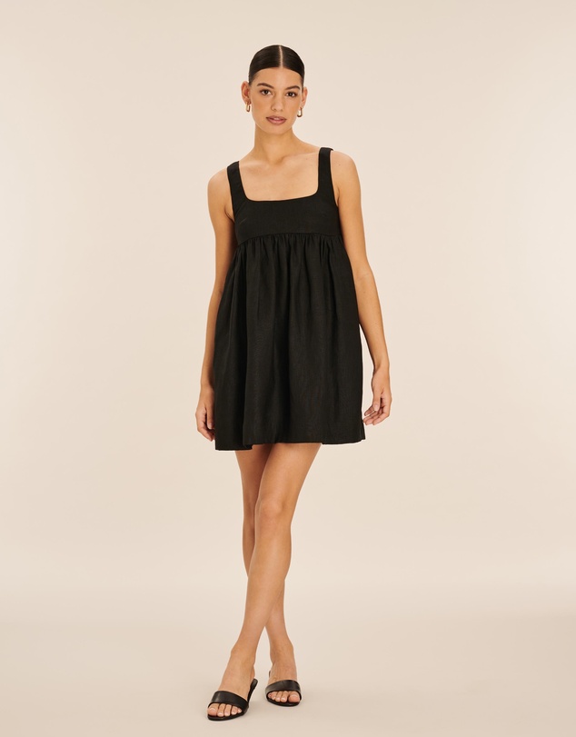 AERE - Linen Gathered Mini Dress