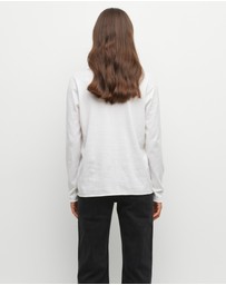 JH Lounge - JHL V-Neck L/S T (Fine Cotton Cashmere) White