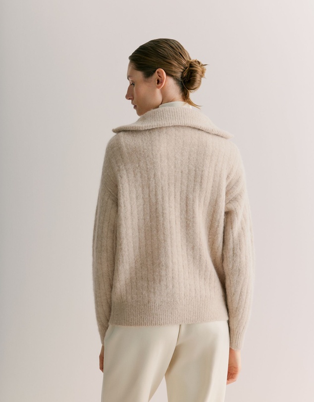 Trenery - Alpaca Merino Blend Half Zip in Stone