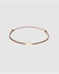 Elli Jewelry - Bracelet Cloverleaf Nylon Brown in 925 sterling silver Gold Plated