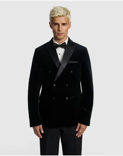 yd. - Benedict Double Breasted Velvet Blazer