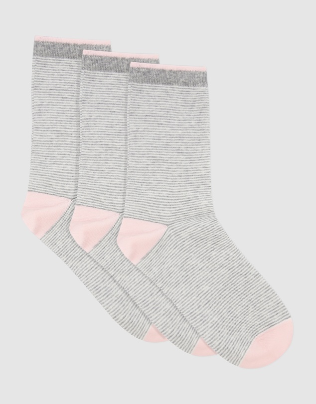 Levante - 3 Pack Lina Fine Stripe Crew Sock