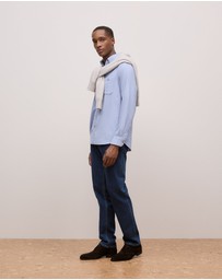 Trenery - Brushed Cotton Melange Shirt in Steel Blue