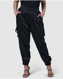 Sunday In The City - Jaded Satin Cargo Pants