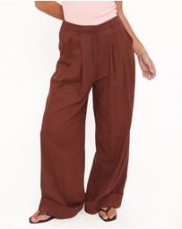 Petal & Pup - Elinor Cuffed Linen Pant - Brown