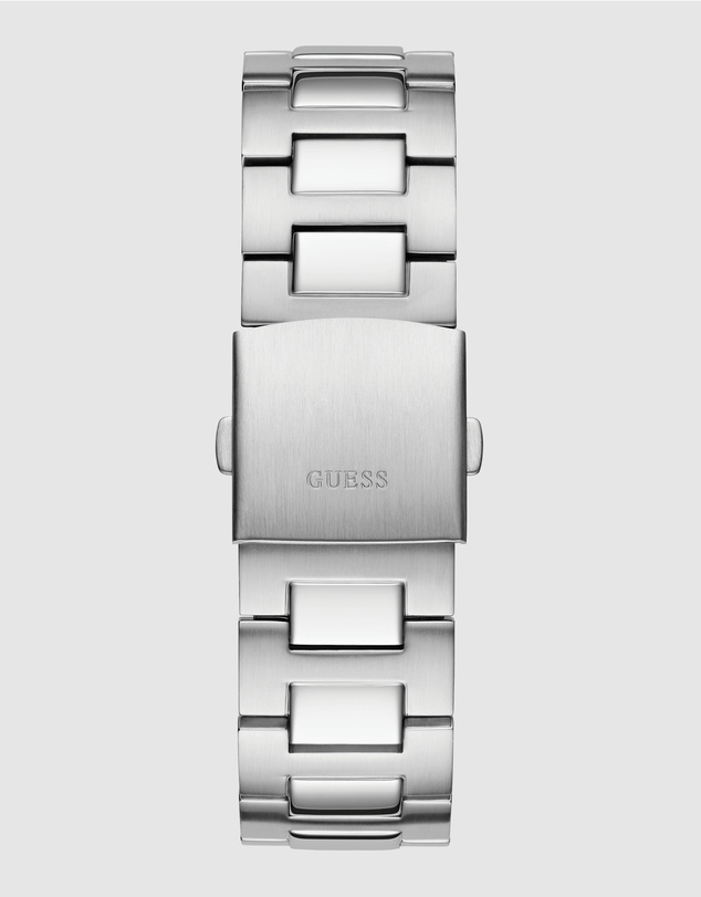 GUESS - Silver-Tone Multi-function 46mm Black Dial Men's Watch