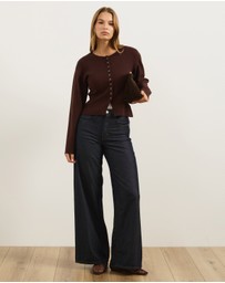 Atmos&Here - Rue Button Up Split Hem Knit Cardigan