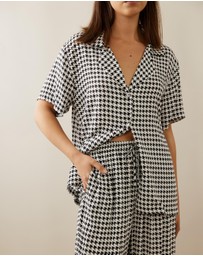 Atmos&Here - Ruby Houndstooth Long PJ Set