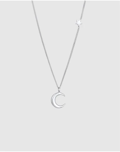 Elli Jewelry - Necklace Pendant Crescent Moon Star Astro in 925 Sterling Silver