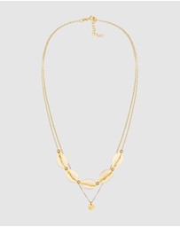 Elli Jewelry - Necklace Choker Layer Kauri Shell Coin 925 Silver Gold Plated
