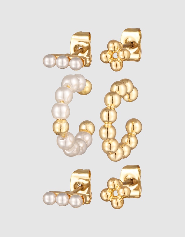 Elli Jewelry - Earrings Set Earcuff Beads Brass Collection
