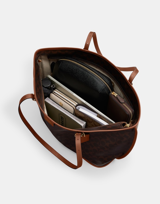 Coach - Signature Coated Canvas Taxi Tote Bag