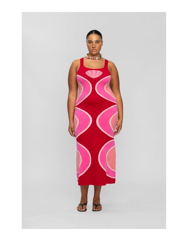 The Wolf Gang - Concha Knit Maxi Dress - Cherry Shell