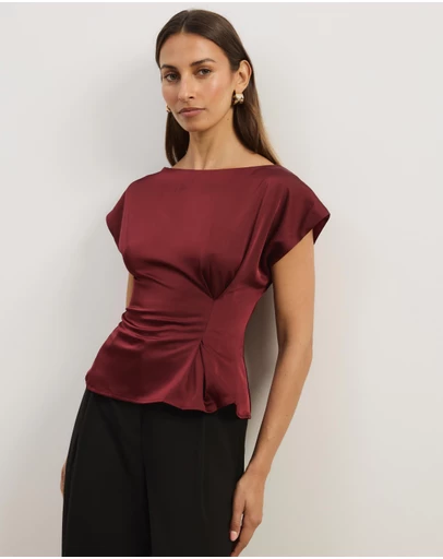 Atmos&Here - Aureline Satin Boat Neck Top