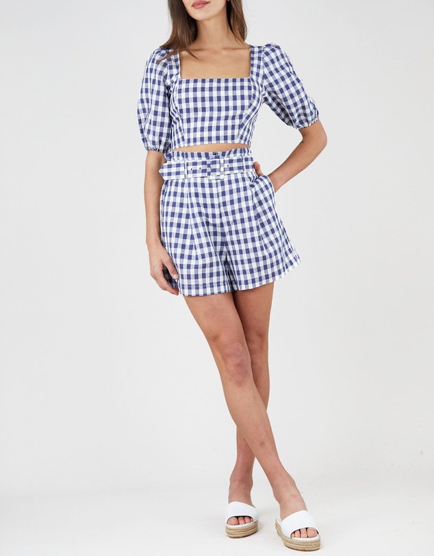 Amelius - Mallee Linen Gingham Crop Top