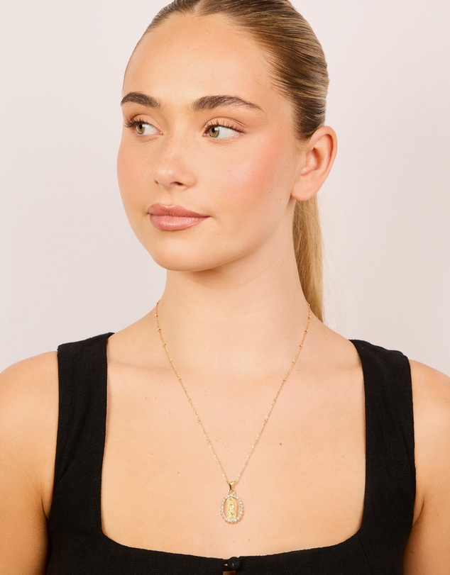 Lovisa - Waterproof Gold Plated Stainless Steel Diamante Mary Pendant Necklace