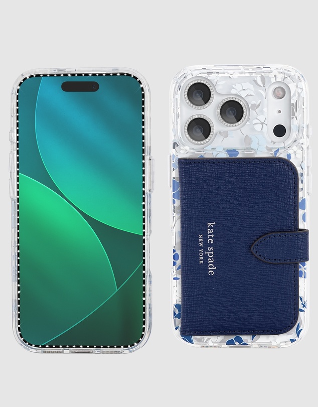 Kate Spade - Kate Spade Flowerbed Blue MagSafe Wallet Bundle for iPhone 17 Pro Max